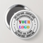 Badge Rond 10 Cm Nom du logo du texte personnalisé Adresse Site Web (Devant & derrière)