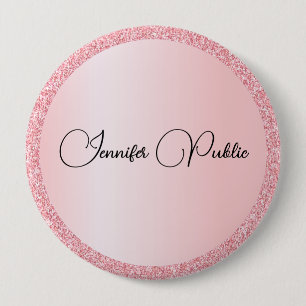 Badge Rond 10 Cm Nom du monogramme Modèle Rose Parties scintillant