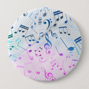Badge Rond 10 Cm Notes musicales