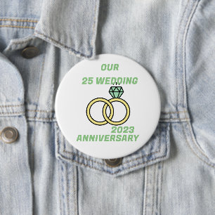Badge Rond 10 Cm Notre 25 anniversaire mariage