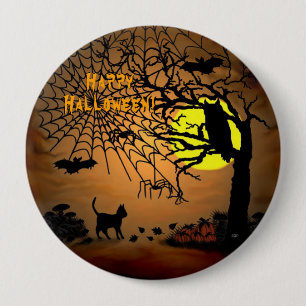 Badge Rond 10 Cm Nuit d'Halloween, Joyeux Halloween !