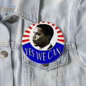 Badge Rond 10 Cm Obama 4 pouces oui que nous pouvons nous boutonner (En situation)