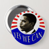 Badge Rond 10 Cm Obama 4 pouces oui que nous pouvons nous boutonner (Devant & derrière)