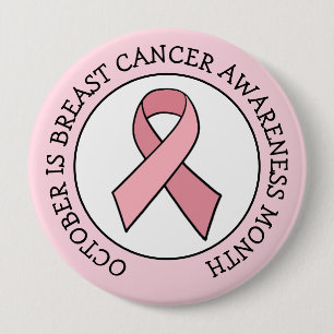Badge Rond 10 Cm Octobre est le mois de sensibilisation au cancer d