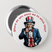 Badge Rond 10 Cm Oncle Sam Personnaliser (Devant & derrière)