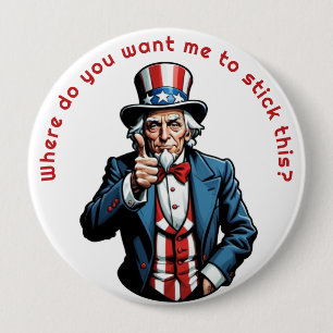 Badge Rond 10 Cm Oncle Sam Personnaliser