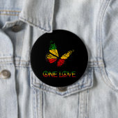 Badge Rond 10 Cm One Love Butterfly Rasta Reggae (En situation)