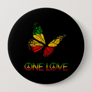 Badge Rond 10 Cm One Love Butterfly Rasta Reggae