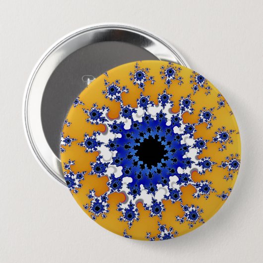 Badge Rond 10 Cm Or et oeil bleu (Devant & derrière)