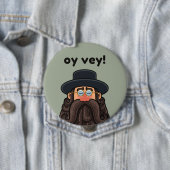 Badge Rond 10 Cm OUI ! Funny RABBI Peronalisé (En situation)