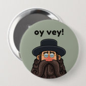 Badge Rond 10 Cm OUI ! Funny RABBI Peronalisé (Devant & derrière)