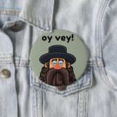 Badge Rond 10 Cm OUI ! Funny RABBI Peronalisé (En situation)