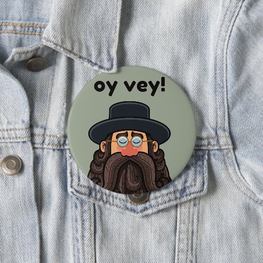 Badge Rond 10 Cm OUI ! Funny RABBI Peronalisé (En situation)