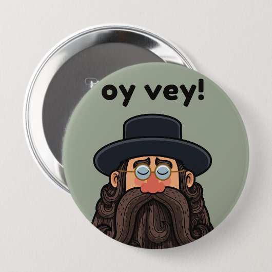 Badge Rond 10 Cm OUI ! Funny RABBI Peronalisé (Devant & derrière)