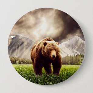 Badge Rond 10 Cm Ours de montagne