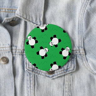 Badge Rond 10 Cm Ours de panda allongé sur l'herbe