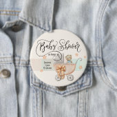 Badge Rond 10 Cm Ours en baby shower Teddy Personnalisé 4" (En situation)