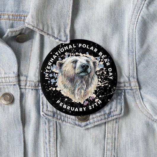 Badge Rond 10 Cm Ours polaire aquarelle (En situation)