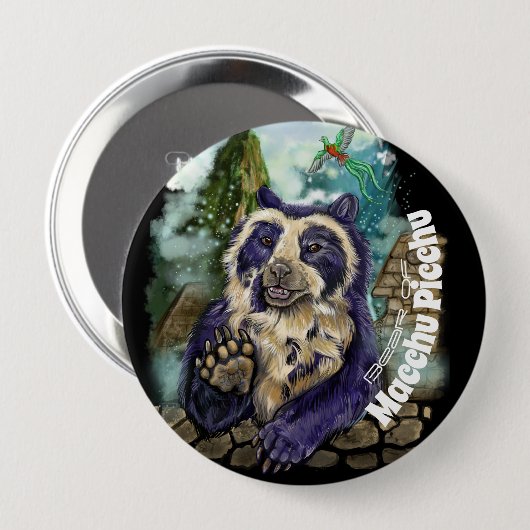 Badge Rond 10 Cm Ours Spectaculaire (Devant & derrière)