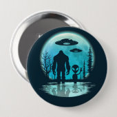 Badge Rond 10 Cm OVNI Alien Bigfoot (Devant & derrière)