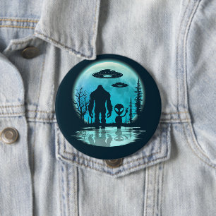 Badge Rond 10 Cm OVNI Alien Bigfoot