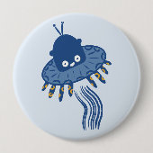 Badge Rond 10 Cm OVNI octopique bleu Kawaii (Devant)