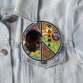 BADGE ROND 10 CM PAIX OBAMA (En situation)