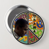 BADGE ROND 10 CM PAIX OBAMA (Devant & derrière)