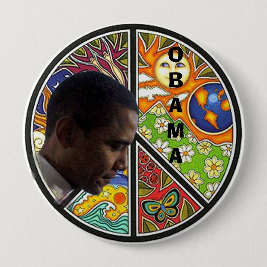BADGE ROND 10 CM PAIX OBAMA (Devant)