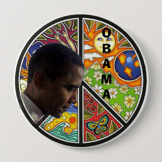 BADGE ROND 10 CM PAIX OBAMA