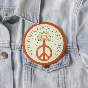 Badge Rond 10 Cm Paix Pour Les Arbres - Coeur D'Énergie Fleurie 1