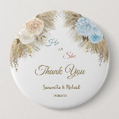 Badge Rond 10 Cm Pampas Grass Genre Révéler Merci du parti (Devant)