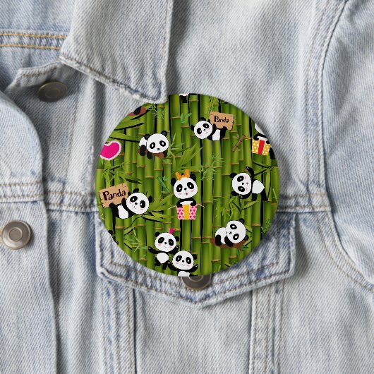 Badge Rond 10 Cm Panda's Pattern 2 (En situation)