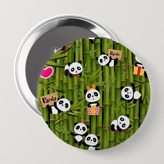 Badge Rond 10 Cm Panda's Pattern 2 (Devant & derrière)