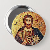 Badge Rond 10 Cm Pantocrate Jésus Christ (Devant & derrière)