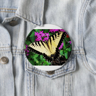 Badge Rond 10 Cm Papillon à queue épaisse de tigre orientale #1