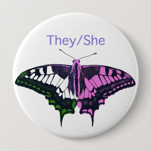 Badge Rond 10 Cm Papillon à queue noire non binaire