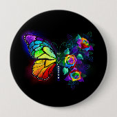Badge Rond 10 Cm Papillon arc-en-ciel (Devant)