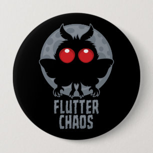 Badge Rond 10 Cm Papillon de chaos Mothman Légende cryptique