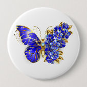 Badge Rond 10 Cm Papillon saphir à fleurs (Devant)