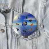 Badge Rond 10 Cm Papillons bleus (En situation)