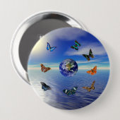 Badge Rond 10 Cm Papillons bleus (Devant & derrière)