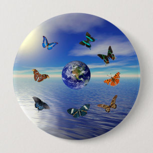 Badge Rond 10 Cm Papillons bleus