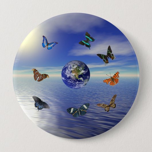 Badge Rond 10 Cm Papillons bleus (Devant)