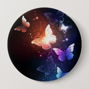 Badge Rond 10 Cm Papillons de nuit lumineux