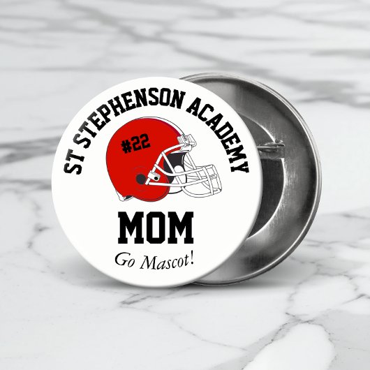 Badge Rond 10 Cm Parent Pride Senior Night Football Casque Rouge