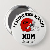 Badge Rond 10 Cm Parent Pride Senior Night Football Casque Rouge (Devant & derrière)