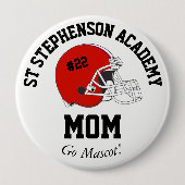 Badge Rond 10 Cm Parent Pride Senior Night Football Casque Rouge (Devant)