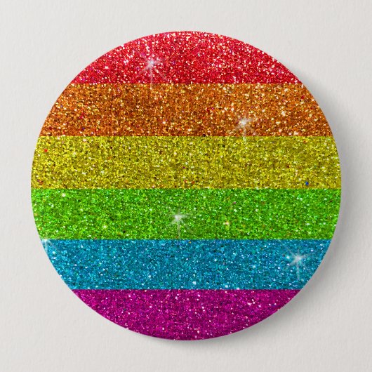 Badge Rond 10 Cm Parties scintillant Arc-en-ciel drapeau mariage Ga (Devant)