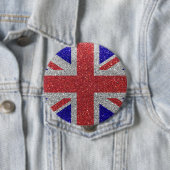 Badge Rond 10 Cm Parties scintillant British Drapeau de Londres UK  (En situation)